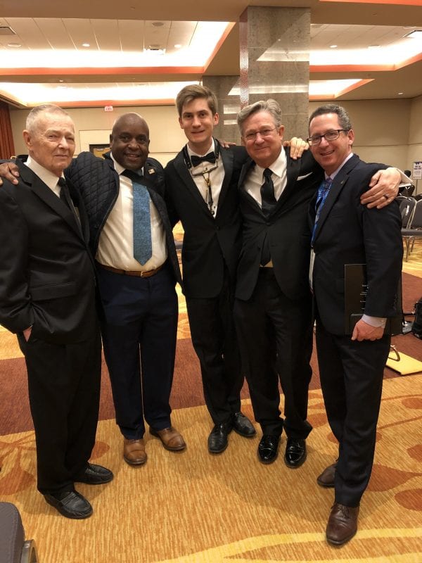 Dr. Gary Garner, Charles Johnson, Braden Lefevre, Don Lefevre and Dr. Russ Teweleit following the Symphonic Band Concert at the 2020 TMEA Convention.