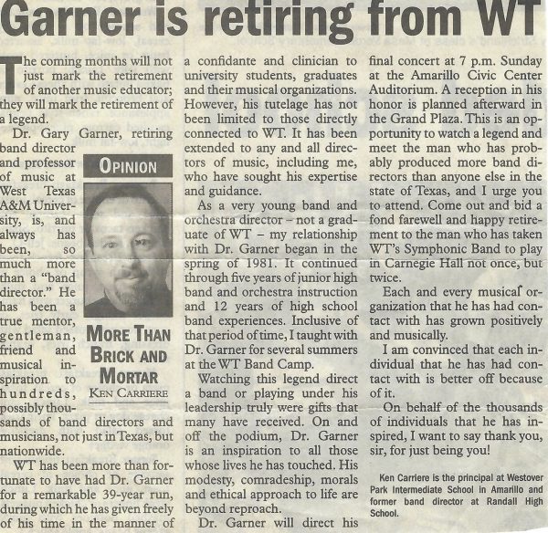 Garner is Retiring Article 2