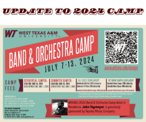 Update to 2024 WTAMU Band & Orchestra Camp